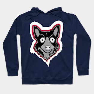 excited scout dog in red and black Hoodie